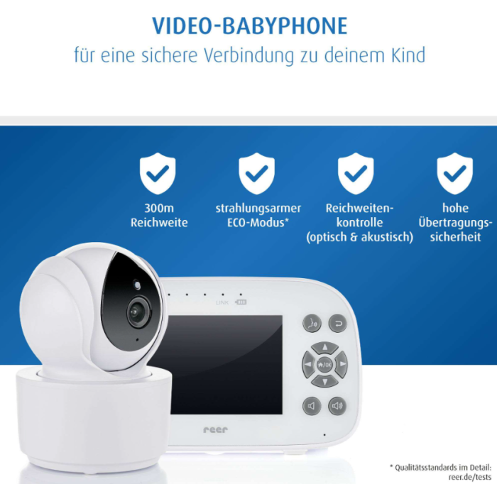 Preview: Strahlungsarmer und energiesparender Betrieb der Reer BabyCam XL Move dank intelligenter VOX-Geräuschaktivierung.